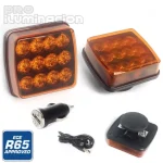 Kit pilotos LED emergencia naranja 103x110 mm recargable con mando iman RTC88817075
